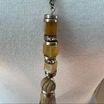Bohemian Long Necklace with leather, beads, bling, tassel accents Brown Photo 4