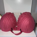 Shore & Shade Crochet Halter Bikini Top Padded Push Up Swim Top Mauve Pink 36DD Size M Photo 1
