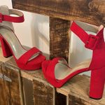 Dream Paris Dream Pairs heels woman’s red chunky fashion ankle strap platform shoe New Sz 7 Photo 9