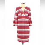 Trina Turk | Pink Coral Red Phenomenal Stripe Bell Sleeve Dress Size 4 Small S Photo 2