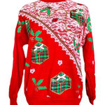 Vintage Nutcracker Red Presents Holly Ugly Christmas Pullover Sweatshirt Small Photo 0