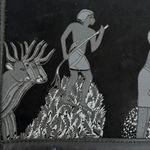 Roberto Vascon Black Embossed Egyptian Design Shoulder Bag Photo 7