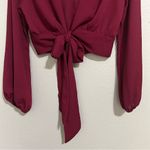 VICI  burgundy plunge v neck tie front blouse women’s size small Photo 3