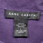 Anne Carson Silk Button Down Top Roll Tab Long Sleeve Purple Size L Photo 3