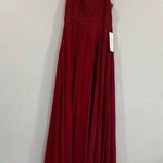 Azazie  Amber Burgundy Custom Lace Bodice High Neck Maxi Dress Photo 3