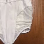 I am gia I.AM.GIA. Mandi Ruched Mesh Sttetch Corset Top‎ Back Zipper White Size Small Photo 6