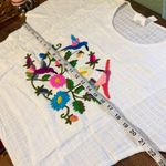 New Vintage Deadstock Embroidered Floral Hummingbird Bird Top Pink Photo 6