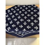 SCARF VINTAGE AUTHENTIC ROYAL HERALDIC LILY ART BLUE WHITE 34" SQUARE Photo 1