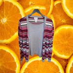 Breckenridge Red,‎ Pink Gray and White Striped Cardigan w/Attached Shirt Size L Size L Photo 4