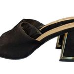 H by Halston H Halston Vegan Suede Sandals Spain Block Heel Gold Trim Womens 8 Heels Pumps Photo 1