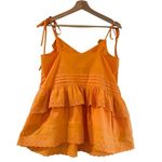 Anthropologie X MARE MARE Josephine Ruffle Eyelet Lace Trim Top Orange Size S Photo 8