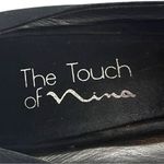 Nina Pump 3 1/2” Heel Black Satin Ruffle Peep Toe Closed Back Women’s Size 7.5M Photo 9