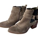Marc Fisher View Suede Harness Pointed Toe Block Heel Booties Size 6.5 Photo 0