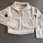 Athleta Tugga Ivory White Sherpa Fleece Full Zip Cropped Jacket XXS Photo 2