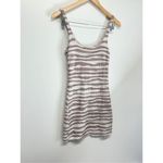 Free People  Downtown Dress Mini‎ Tan/White Sleeveless Square Neck Photo 2