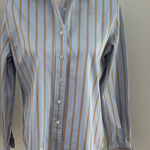 Faconnable Striped Blue and Tan Cotton Button Down sz M Size M Photo 0