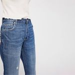 Free People  We The Free NWT Maggie Straight Leg Raw Hem Jeans in Sequoia Blue Photo 12