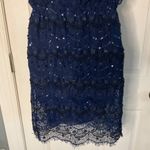 Alice + Olivia   Blue Lace Sequin Bead Sleeveless Mini Dress Keyhole Back XS S Photo 8