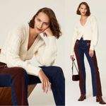 NICHOLAS • Camilla Cable Knit Cardigan wool alpaca Carnation cream ivory cropped White Photo 2