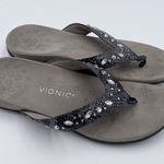 Vionic Lucia Toe Post Flip Flop Sandals Size 10 Slate Grey Snakeskin Rhinestone Photo 1