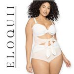 Eloquii | NWT | Size 20W | Pink & White Colorblock Tie Front One-Piece Swimsuit Photo 0
