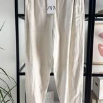 ZARA Beige Oatmeal Linen Blend Tapered Leg High Rise Pants 25” Women’s Medium Photo 1