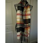 Croft & Barrow  Plaid Scarf with Fringed Ends Black Red Tan White 62 inches Photo 1