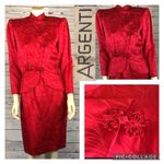 Vintage Argenti 100% pure Silk red skirt suit with asymmetrical closing size 6 Photo 2