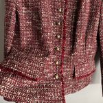 Sag Harbor Burgundy Tweed Jacket Blazer Gold Buttons Career Chic Size 12 Red Photo 7