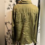 Iris Women’s Blouse Bottom Up Long Sleeve Pocket Green SZ L Photo 1