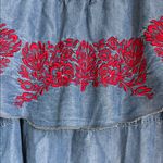 Philosophy Blue and Red Ruffled Off-Shoulder Midi Sundress Photo 6