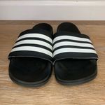 Adidas  Women’s Black White Striped Slide Sandals Photo 5
