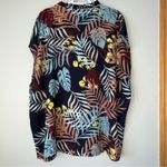 Weekend Suzanne Betro Leaf Patterned Short Sleeve Blouse Top Size 1X Black Photo 1