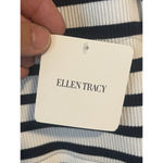 Ellen Tracy  Tank Dress Womens Size M Blue White Striped Maxi Tiered Round Neck Photo 5