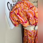 Gibson Latimer Gibson & Latimer Tropical Pink & Orange Puff Sleeve Maxi Dress Size XL Photo 5