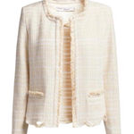 IRO  Wondrous Tweed Frayed Jacket Shaggy Cream Off-White Size 38 US 6 Medium Photo 0