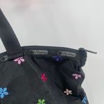 LeSportsac Bag Flower Embroidery Black Zipper Tote Lightweight Travel MultiColor Photo 12