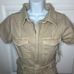 Good American  Fit Success Khaki Safari Denim Utility Mini Dress Sand S NWT Photo 4