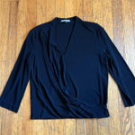 M.M. LaFleur Shirt Womens Medium Black Surplice 3/4 Sleeve Blouse HOCR Photo 0