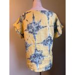 Bellambra Italian Yellow Blue Tie Dye Linen Tunic Top Shirt S boho whimsi Y2K Photo 1