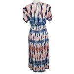  Powder Pink and Blue Smocked Midi Dress Size Small BeBop Boho Dress Photo 3