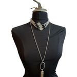 Kendra Scott Rayne Black Tassel Pendant Necklace Silver Tone & matching long sil Photo 0