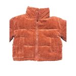 7 For All Mankind  XS‎ Corduroy Puffer Jacket Crop Full Zip High Neck Rust Orange Photo 7