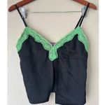 Edikted Black and Green Lace Trim Cropped Tank Size Small Photo 1