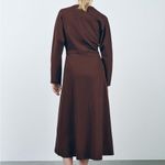ZARA  NWT V neck long sleeve midi knit dress Photo 2