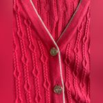 Brooks Brothers Cardigan Womens XL Coral Cable Knit Metallic Trim Gold Button Photo 6