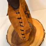 Bisou Bisou  Michele Bohbot genuine tan suede small shoulder purse with leaves Photo 14