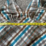 Patagonia  Water Girl Cotton Blend Plaid Dress With Tie Brown White Blue Small Photo 5