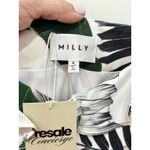 Milly 100% Silk Tropical Print Layered Ruffle Trim Slip Midi Dress White/Green 4 Photo 3