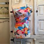 NWT Holipick One Shoulder Floral Swimsuit Tropical Print Ruched Bathing Suit M Blue Size M Photo 2
